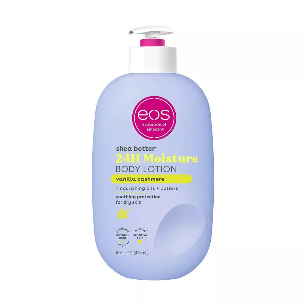 Eos Shea Better Moisture Body Lotion - Vanilla Cashmere - 16 Fl Oz: Plastic Pump, Hypoallergenic, Paraben-Free, for Dry Skin