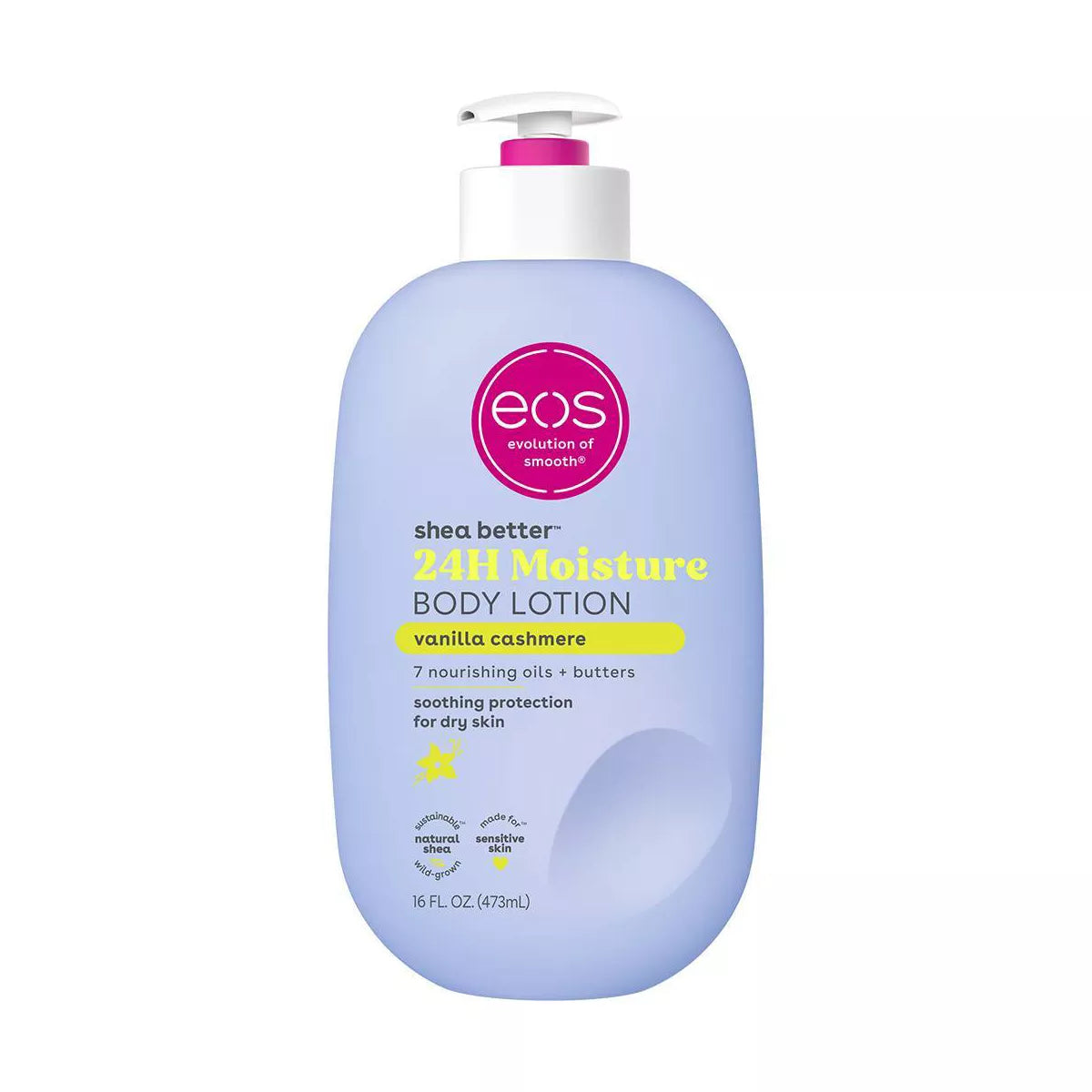 Eos Shea Better Moisture Body Lotion - Vanilla Cashmere - 16 Fl Oz: Plastic Pump, Hypoallergenic, Paraben-Free, for Dry Skin