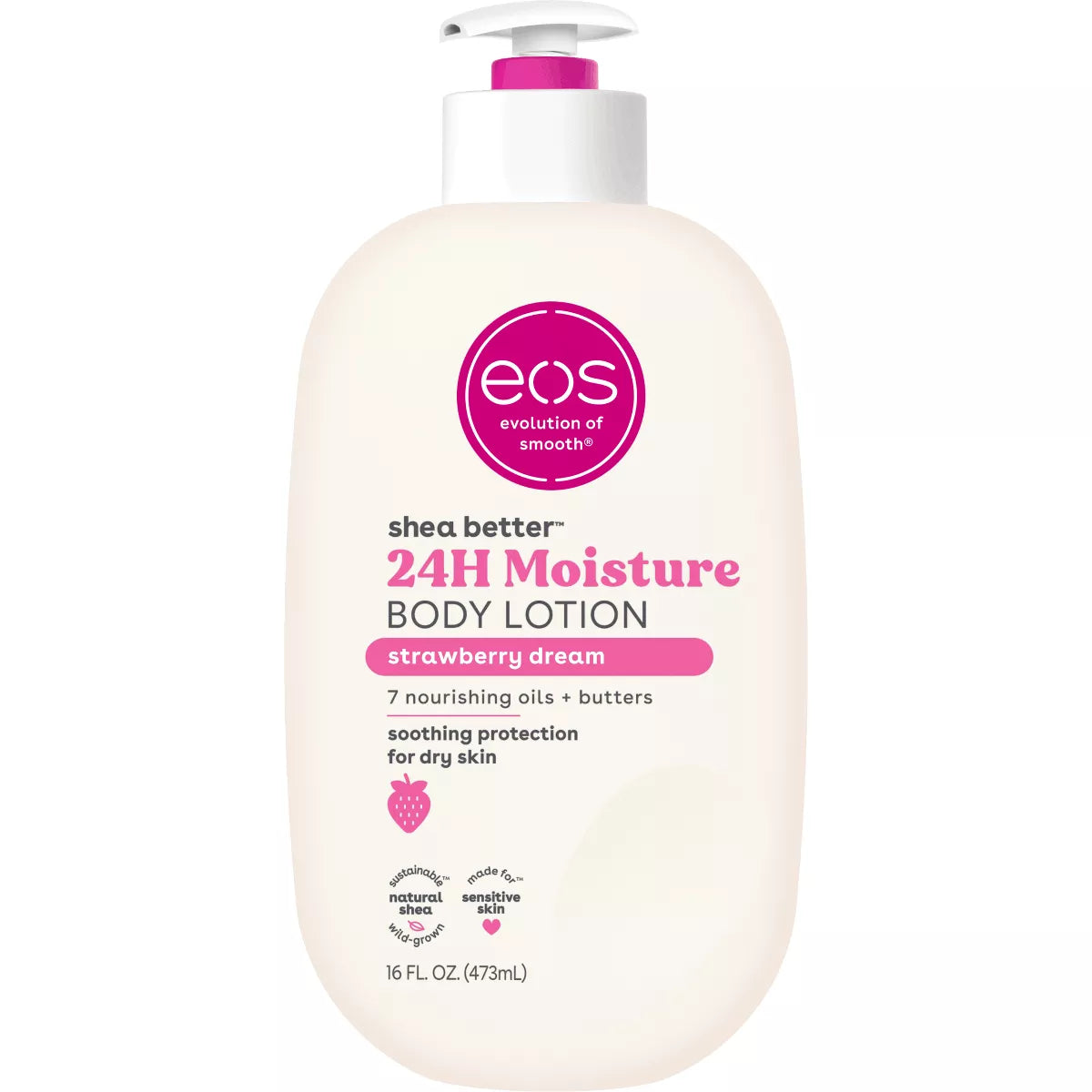 Eos Shea Better 24H Moisture Body Lotion - Strawberry Dream - 16Oz: Whole Body, Bottle, Normal Skin