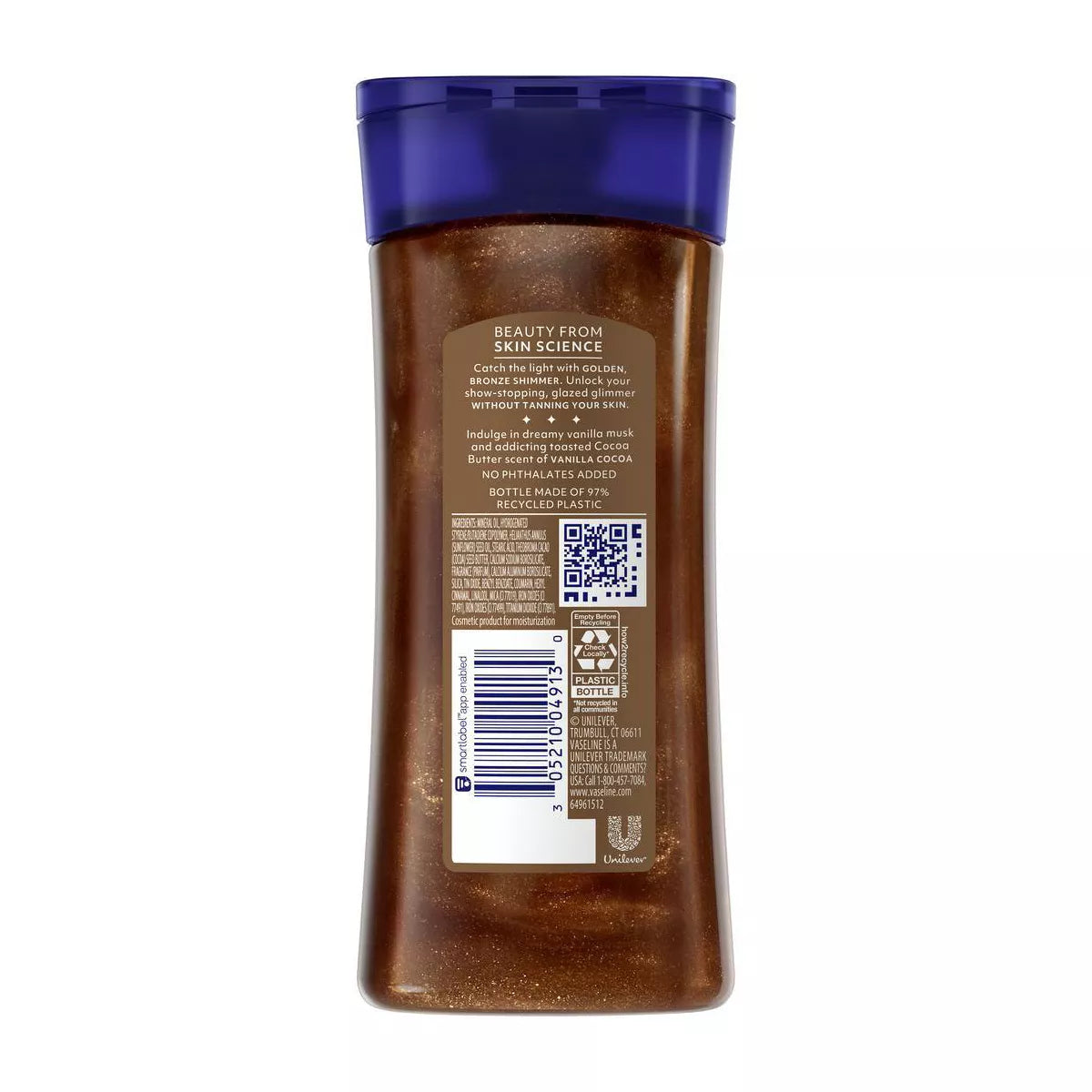Vaseline Glazed & Glisten Vanilla Cocoa Shimmering Gel Body Oil - Golden Hour Glow - 6.8 Fl Oz