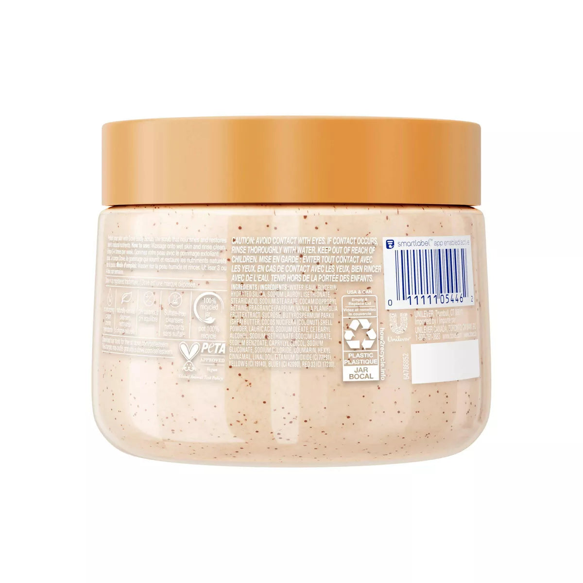 Dove Beauty Exfoliating Body Scrub - Vanilla Sugar & Shea Butter - 15Oz: Sulfate-Free, Vegan, Hydrating, Soothing