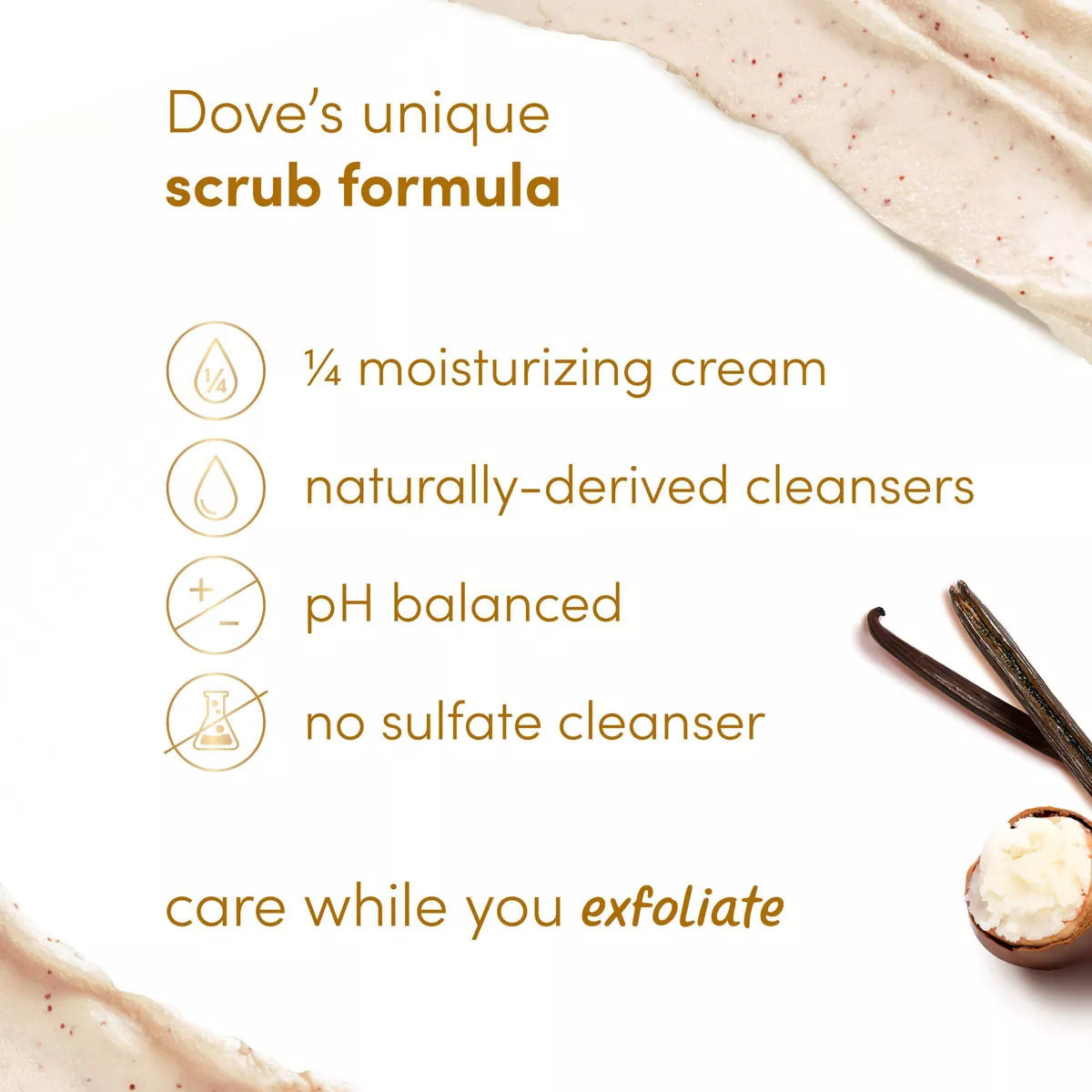 Dove Beauty Exfoliating Body Scrub - Vanilla Sugar & Shea Butter - 15Oz: Sulfate-Free, Vegan, Hydrating, Soothing