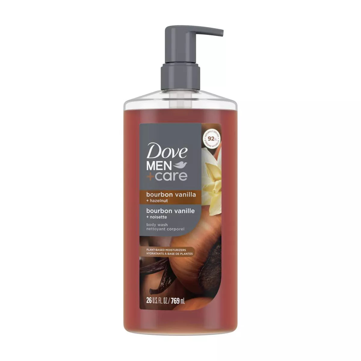 Dove Men+Care Plant-Based Moisturizers Body Wash - Bourbon Vanilla + Hazelnut - 26 Fl Oz