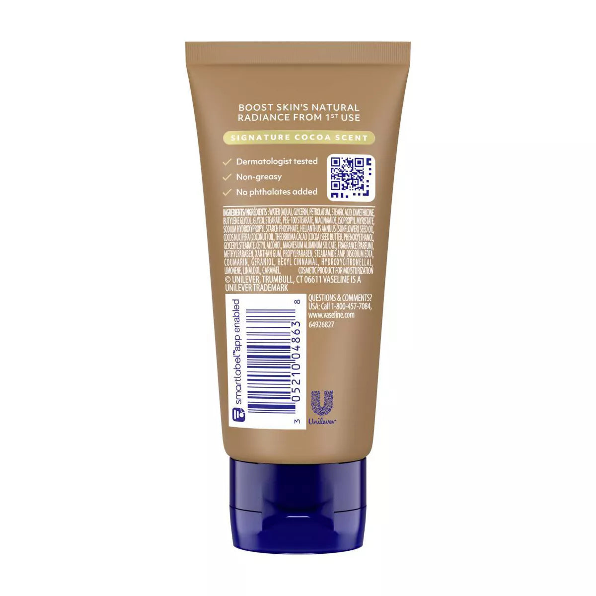 Vaseline Intensive Care Cocoa Radiant Hand and Body Lotion - Travel Size - 2 Fl Oz: Tube, Normal to Very Dry Skin