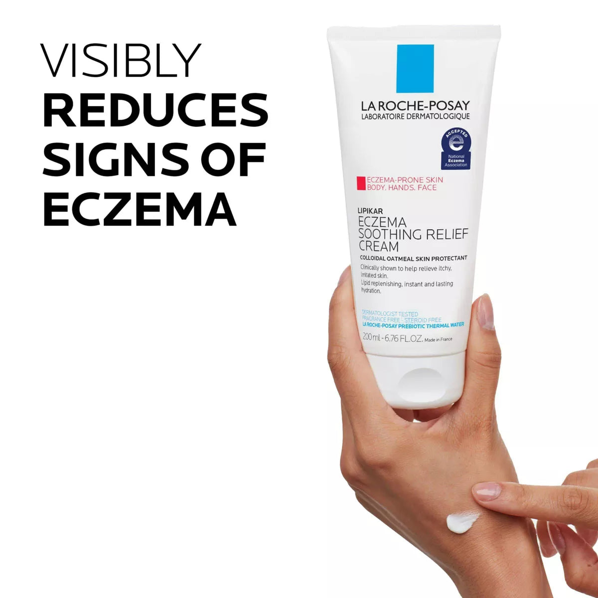 La Roche Posay Lipikar Eczema Soothing Relief Body & Face Cream Unscented - 6.76 Fl Oz: Moisturizing, Paraben-Free, Noncomedogenic, Tube