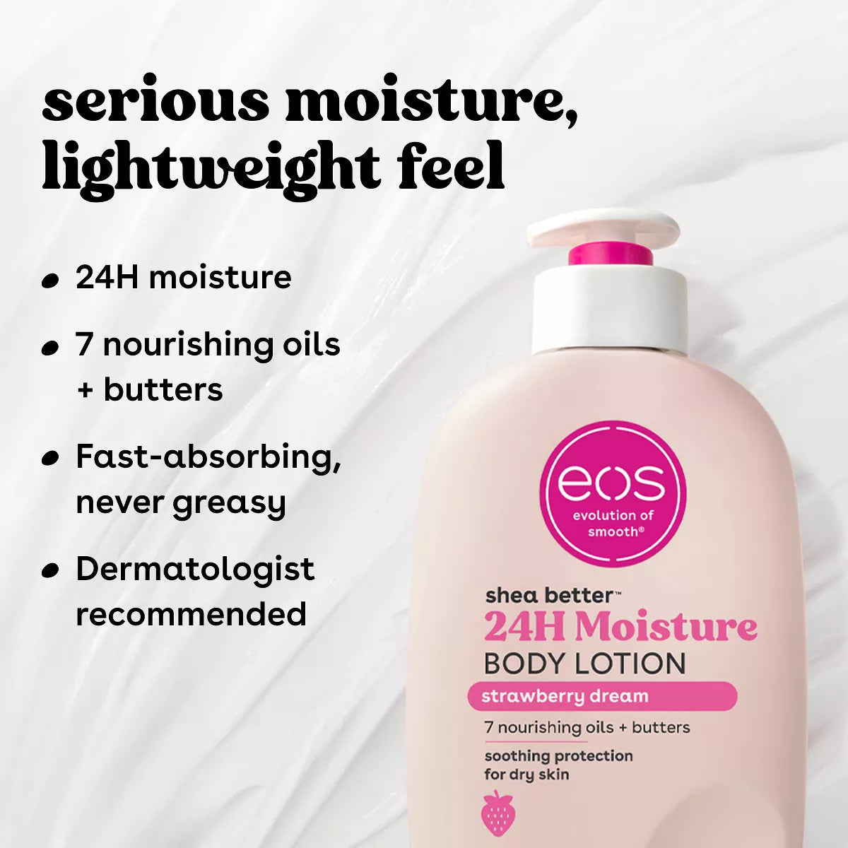 Eos Shea Better 24H Moisture Body Lotion - Strawberry Dream - 16Oz: Whole Body, Bottle, Normal Skin