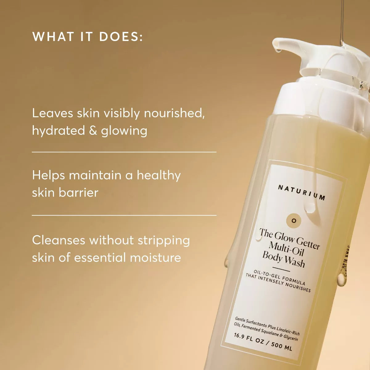 Naturium the Glow Getter Multi-Oil Hydrating Body Wash - 16.9 Fl Oz: Liquid Cleanser for Sensitive, Mature Skin