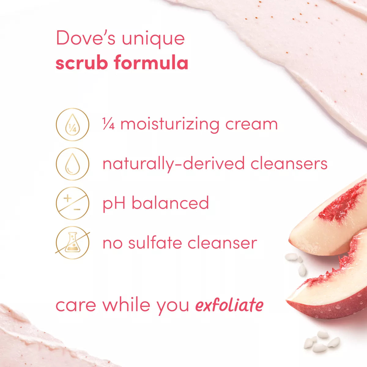 Dove Beauty Exfoliating Body Scrub - White Peach & Crushed Rice - 15Oz: Whole Body Application, Jar Container, for Normal to Dry Skin