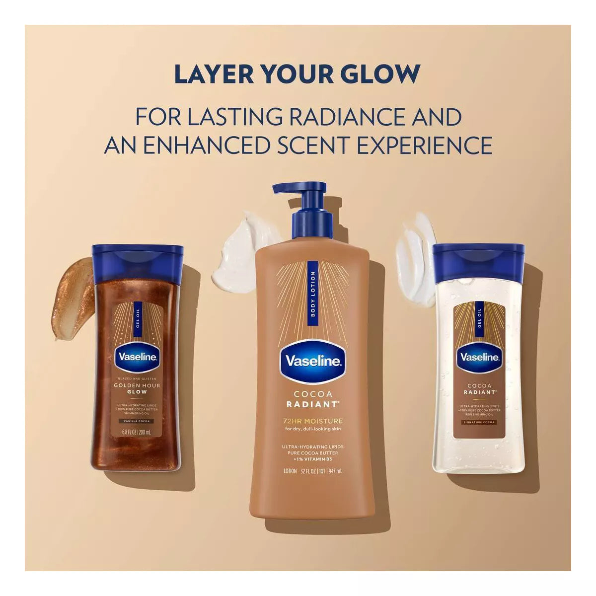 Vaseline Intensive Care Cocoa Radiant Hand and Body Lotion - Travel Size - 2 Fl Oz: Tube, Normal to Very Dry Skin